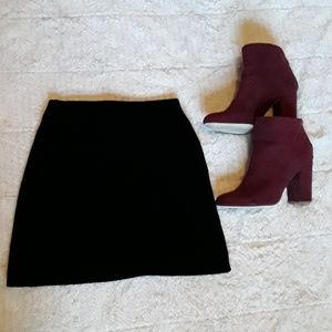 Black velvet mini skirt